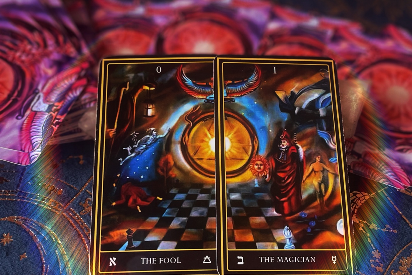 The Astro Magician's Tarot — limited edition deck by Amelia Passer, showing The Fool and The Magician